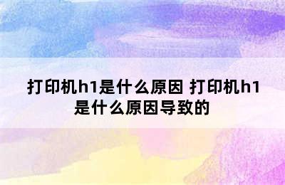 打印机h1是什么原因 打印机h1是什么原因导致的